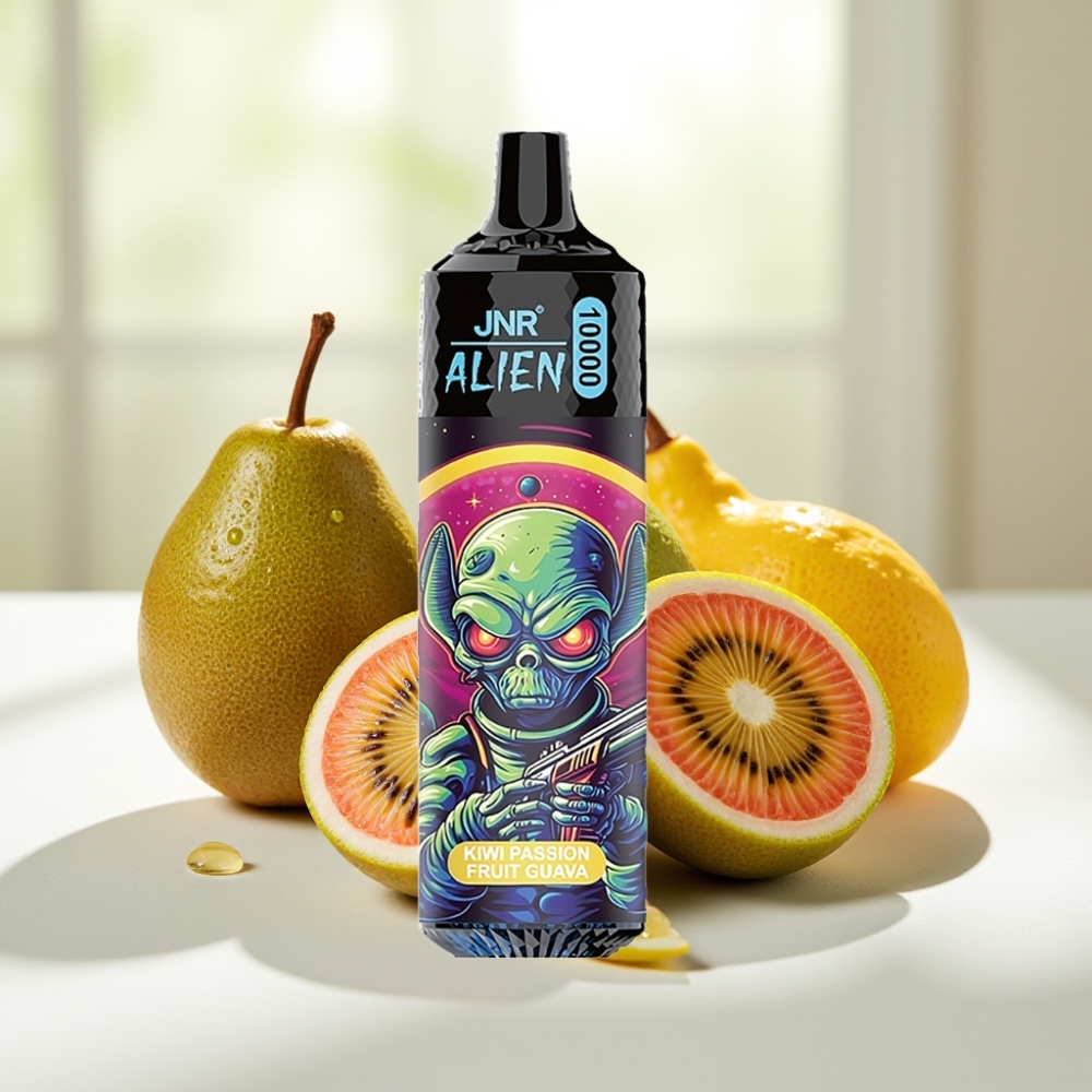 JNR Alien 10000 Puffs Kiwi maracuyá guayaba con carga rápida Type-C y diseño deportivo