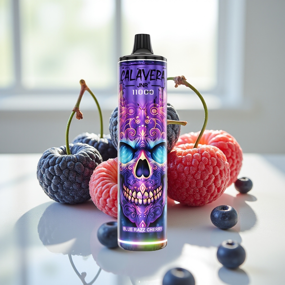 JNR Calavera 11000 Puffs Disposable Vape Blue Razz Cherry con carga Type-C y 21ml