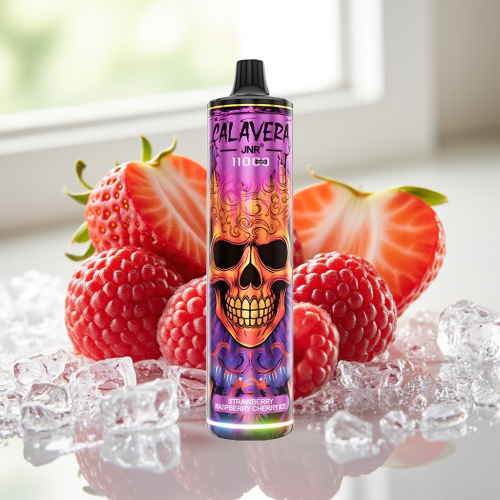 JNR Calavera 11000 Puffs Disposable Vape Fresa Frambuesa Cereza Hielo con Tipo-C y 21ml