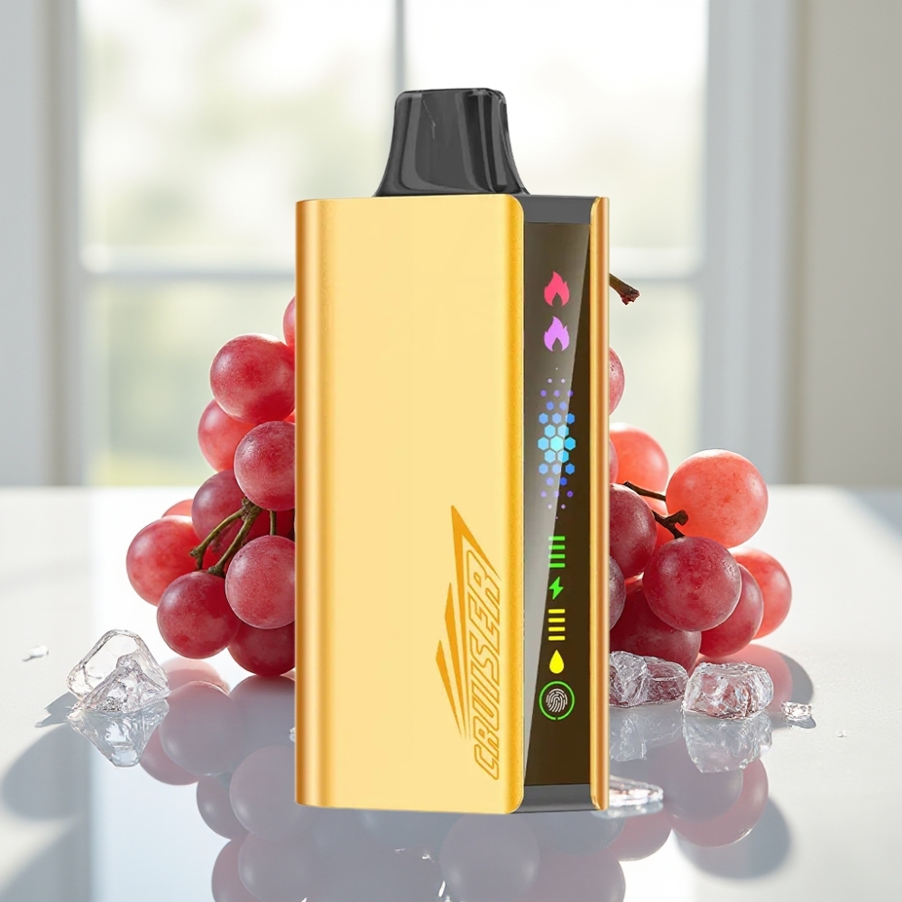 JNR Cruiser 12000 Puffs No-Charge Disposable Vape Grape Ice con Pantalla Animada y Cuerpo de Aluminio