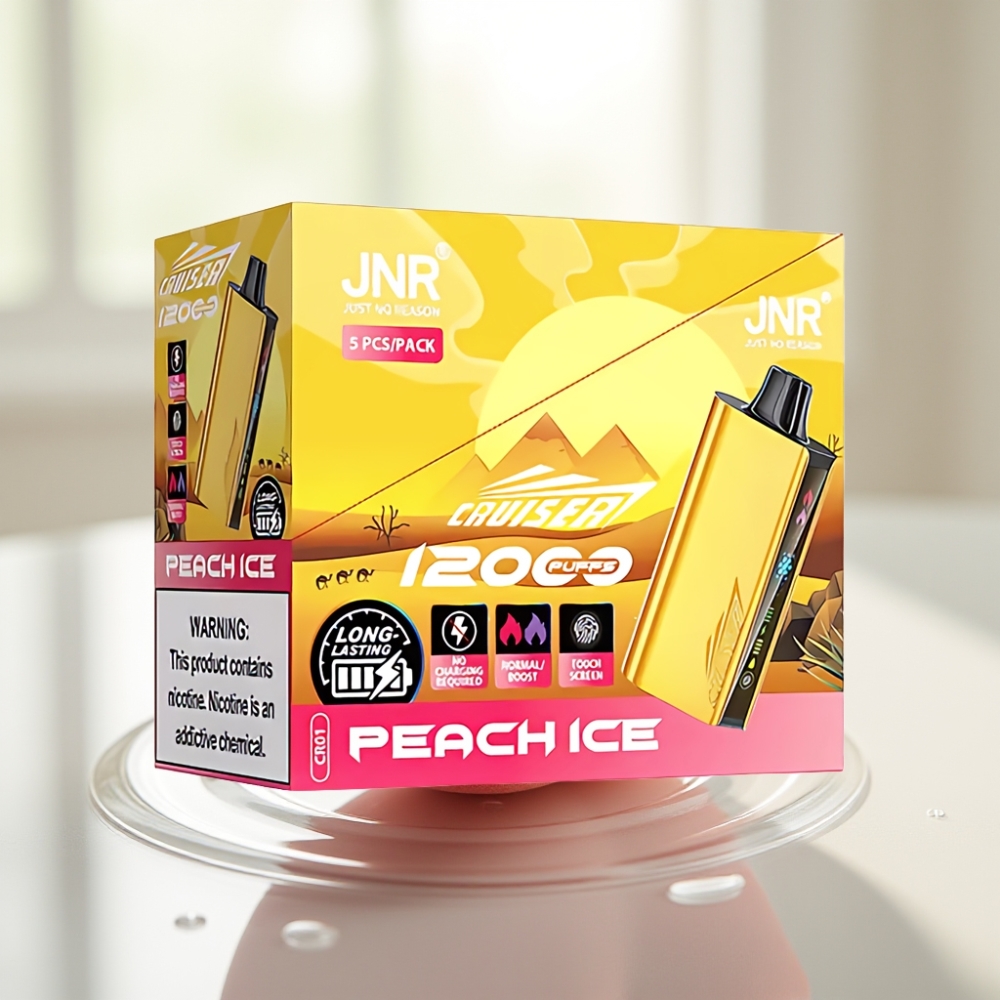 JNR Cruiser 12000 Puffs No-Charge Disposable Vape Melocotón Hielo con Pantalla Animada y 3500 mAh