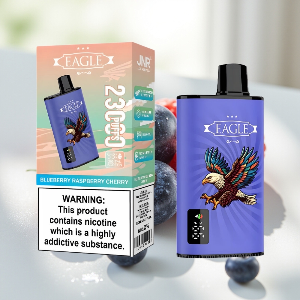 JNR EAGLE Smart 23000 Puffs Disposable Vape Arándano Frambuesa Cereza con Pantalla Digital y Bobina Mesh 1.0ohm