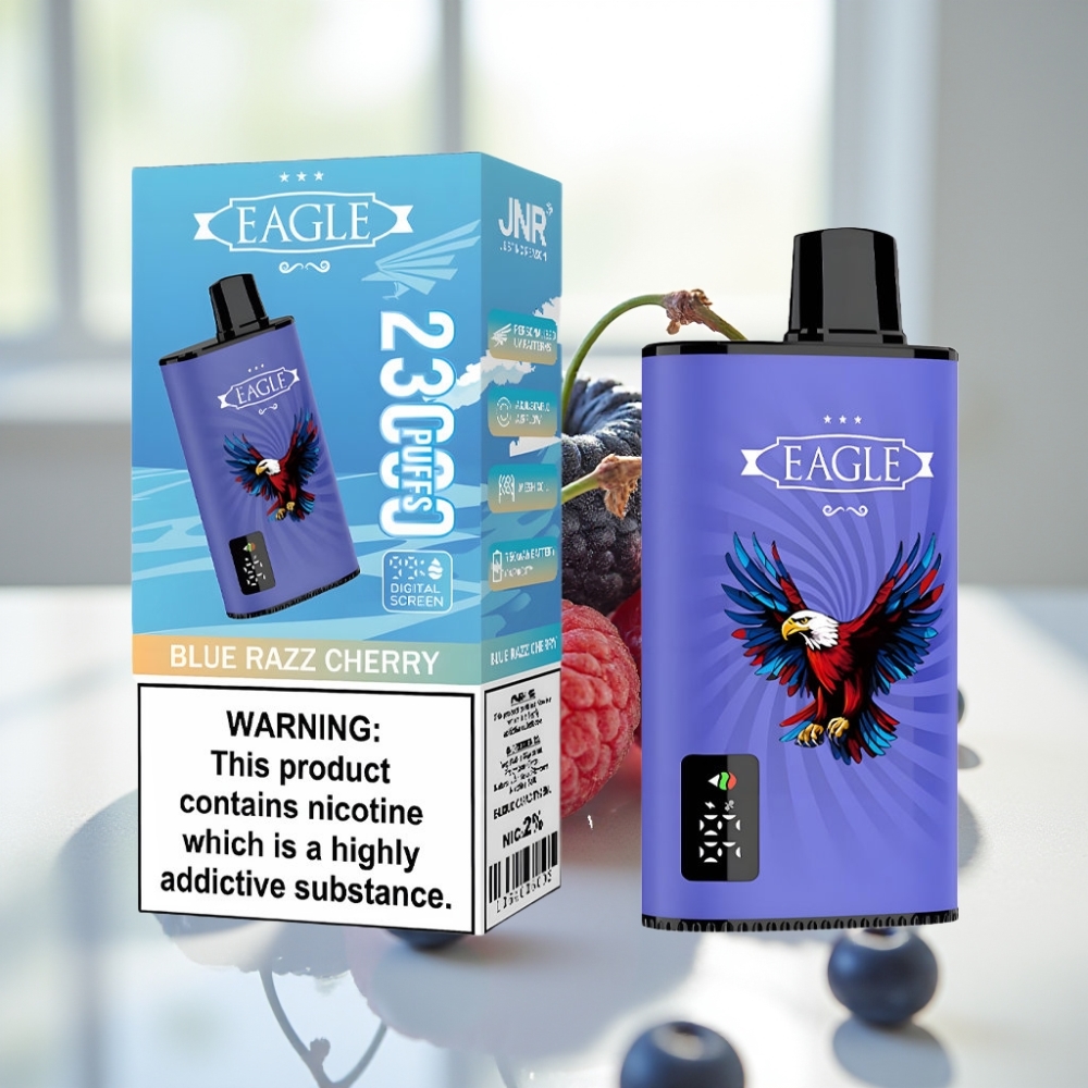 JNR EAGLE Smart 23000 Puffs Disposable Vape Blue Razz Cereza con Pantalla Digital y Ajuste de Flujo de Aire