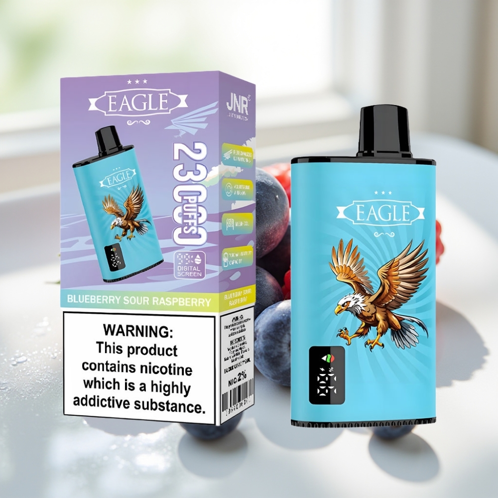 JNR EAGLE Smart 23000 Puffs Disposable Vape con Pantalla Digital y Ajuste de Flujo de Aire - Arándano Agrio Frambuesa