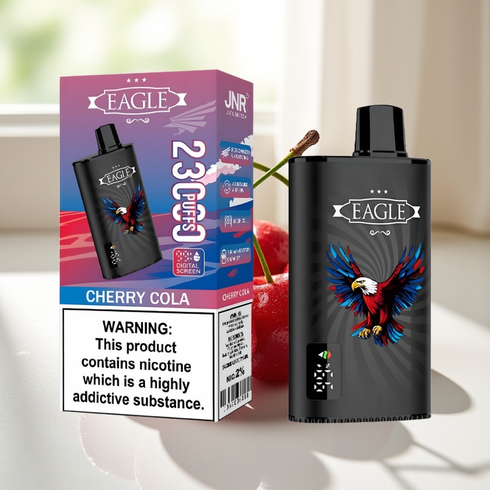 JNR EAGLE Smart Disposable Vape 23000 Puffs Cereza Cola con Pantalla Digital y Bobina Mesh 1.0ohm