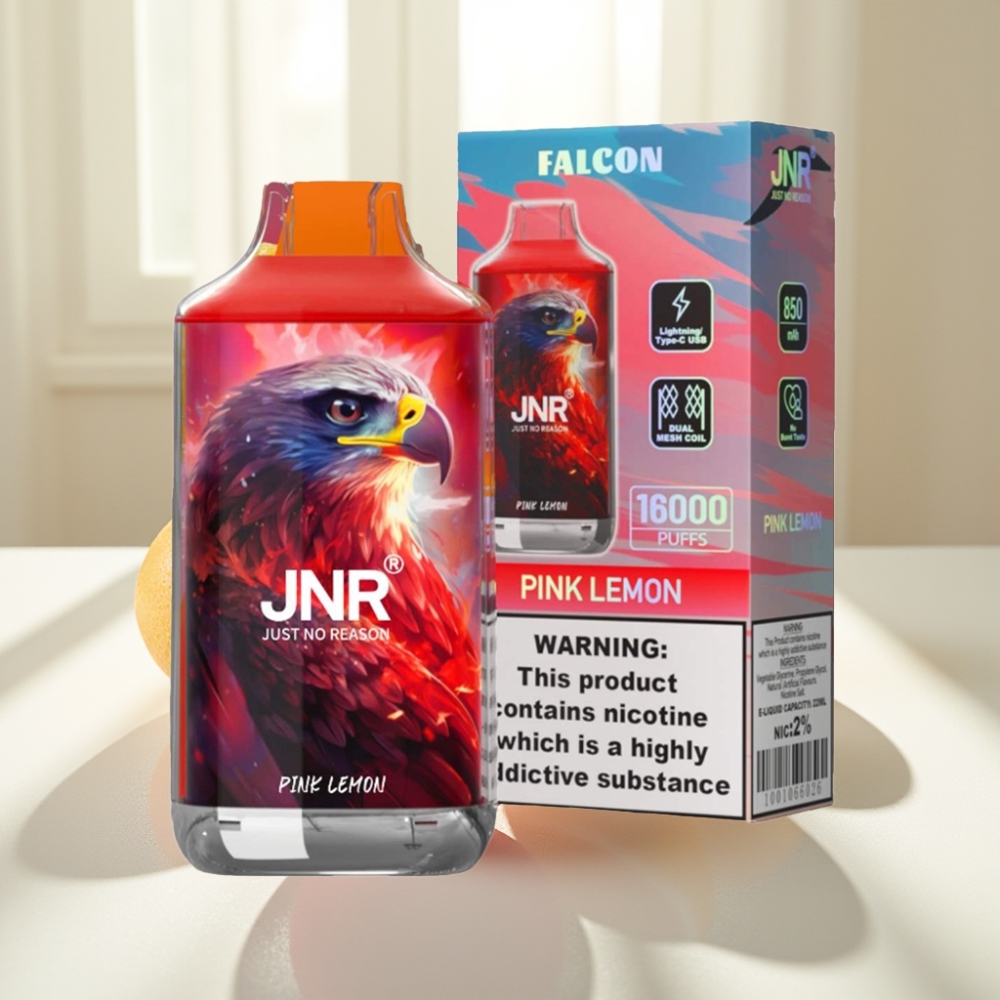 JNR Falcon 16000 Puffs 22ml Dual Mesh Coil Limón Rosado