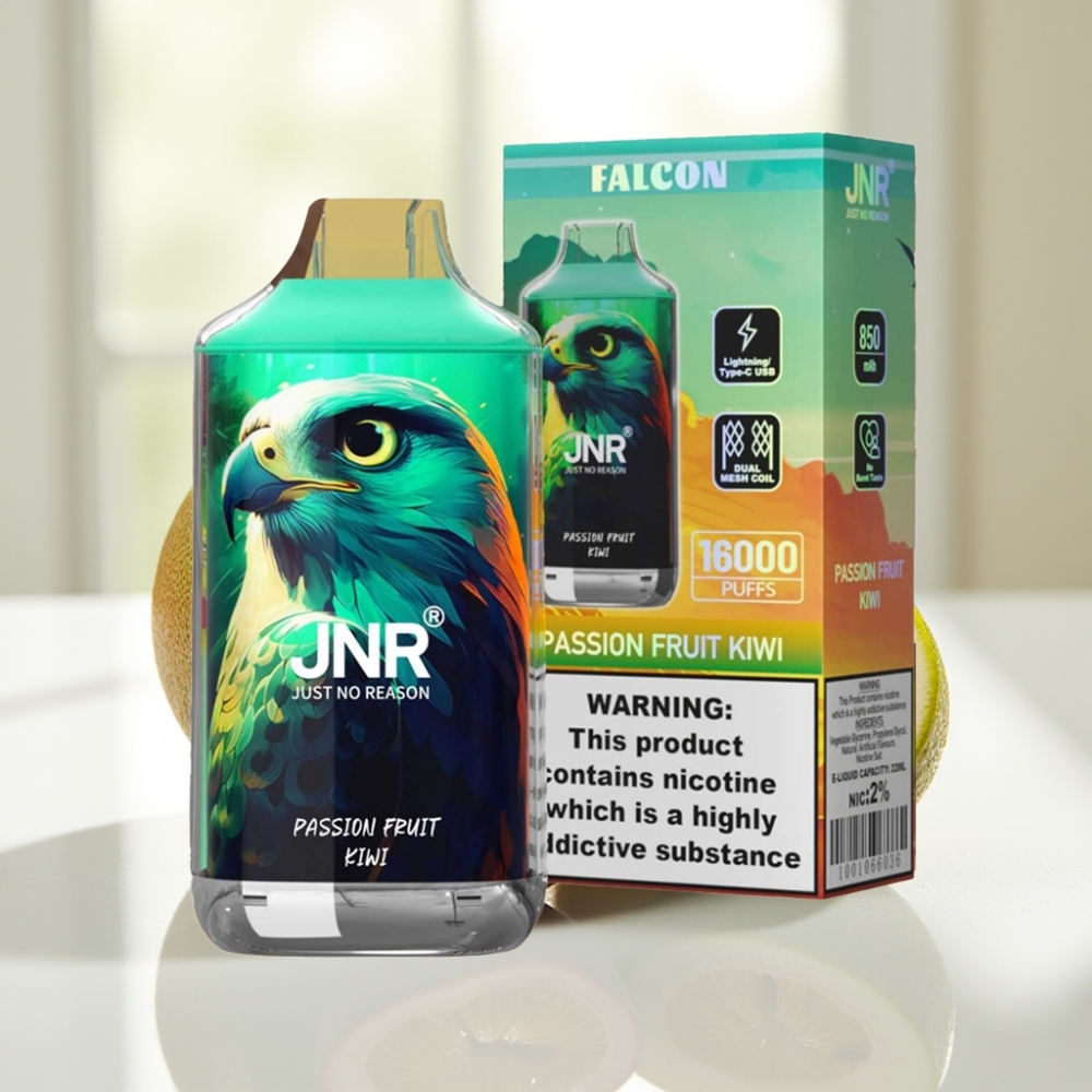 JNR Falcon 16000 Puffs 22ml Maracuyá Kiwi Dual Mesh Coil