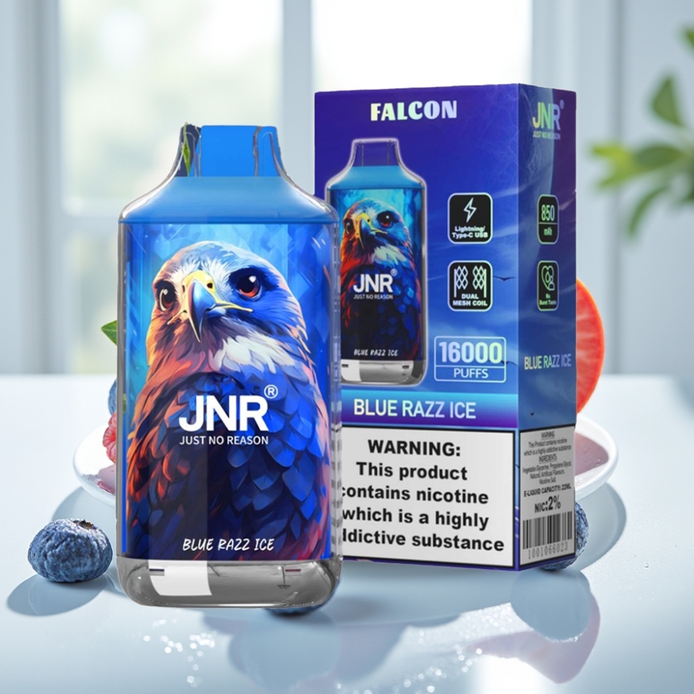 JNR Falcon 16000 Puffs Dual Mesh Coil Azul Frambuesa Hielo