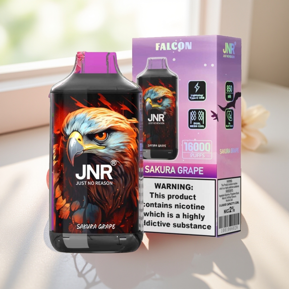 JNR Falcon Disposable Vape 16000 Puffs Uva Sakura Pantalla LED Inteligente