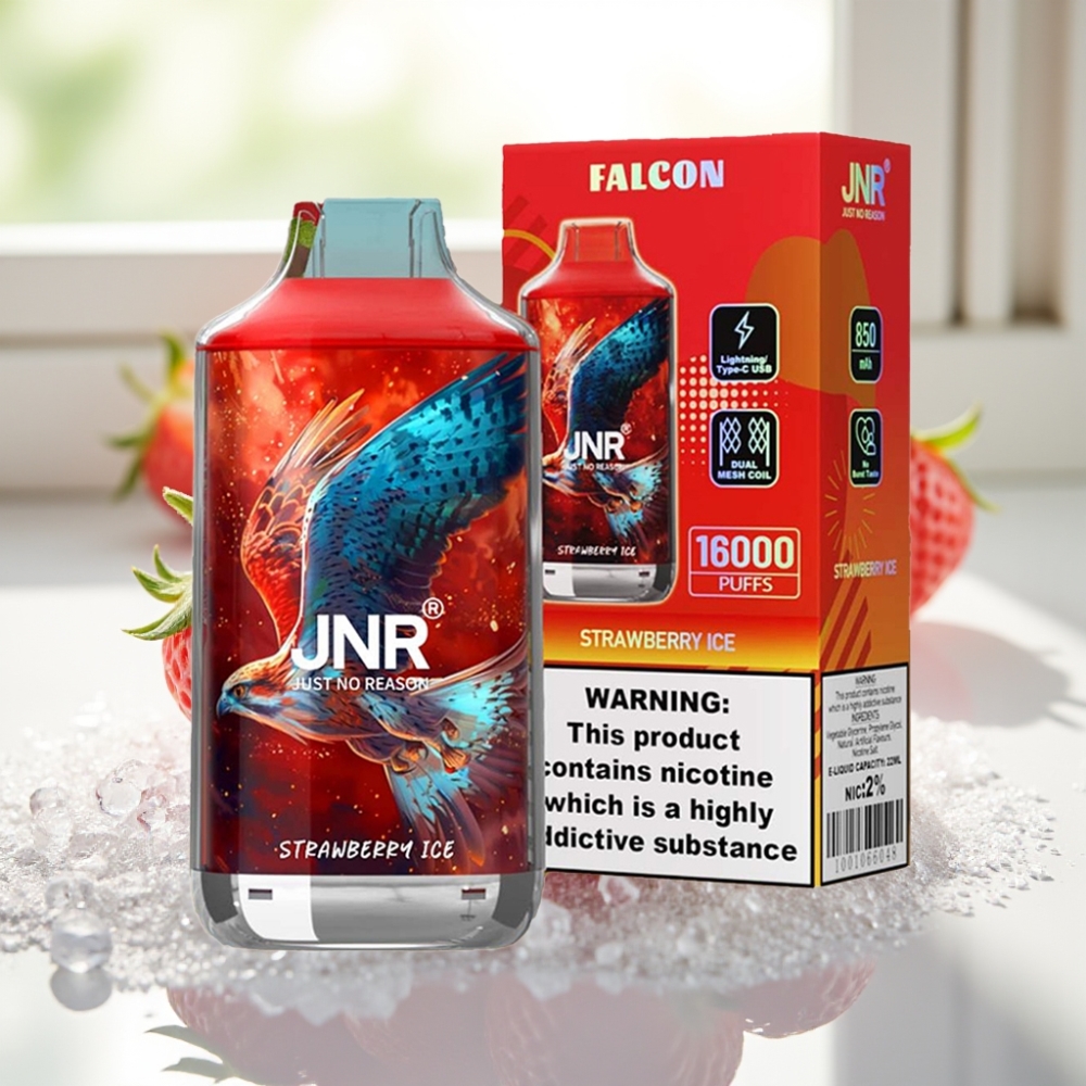 JNR Falcon Fresa Helada 16000 Puffs 22ml Dual Mesh Coil