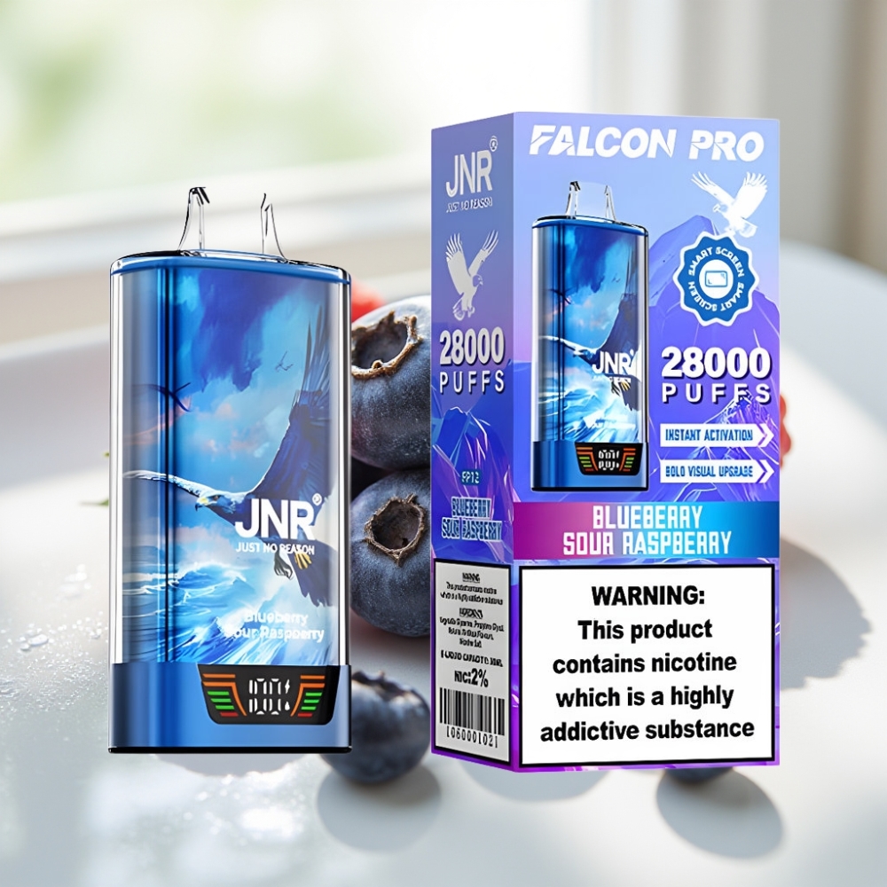 JNR Falcon Pro 28000 Disposable Vape 30ml Arándano Frambuesa Ácida USB-C