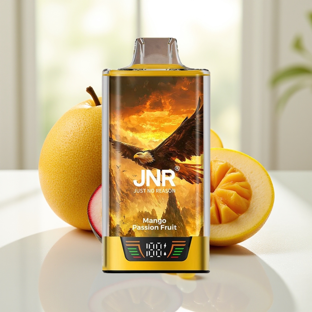 JNR Falcon Pro 28000 Disposable Vape Mango Maracuyá Dual Mesh Coil Smart Display