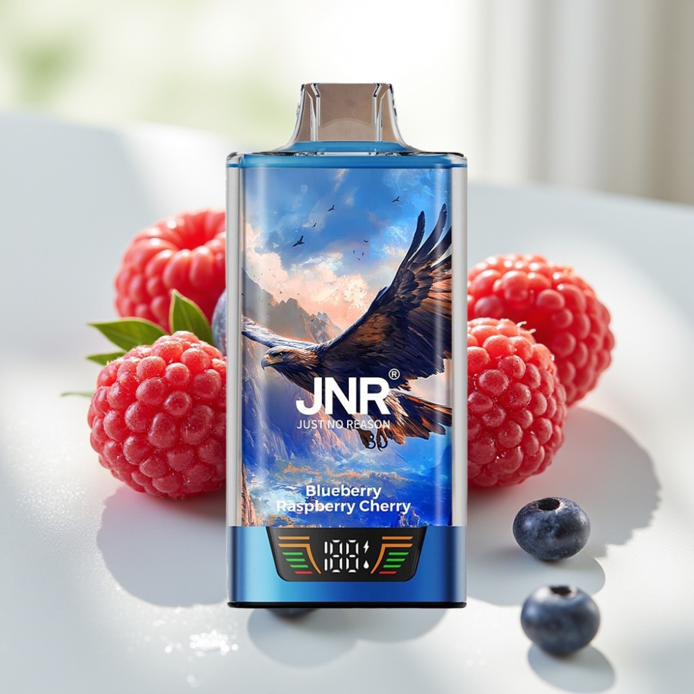 JNR Falcon Pro 28000 Disposable Vape USB Type-C Arándano Frambuesa Cereza Dual Mesh Coil