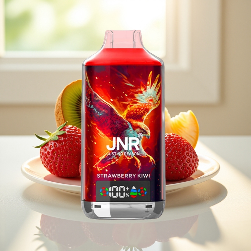 JNR Falcon X 18000 Puffs Fresa Kiwi con Pantalla Digital y Carga Rápida Type-C