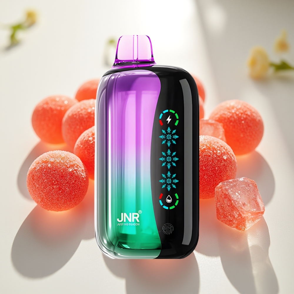 JNR Flex Ice 21000 Puffs Disposable Vape Cerezas Ácidas Gomosas, Aire Ajustable, Pantalla Táctil