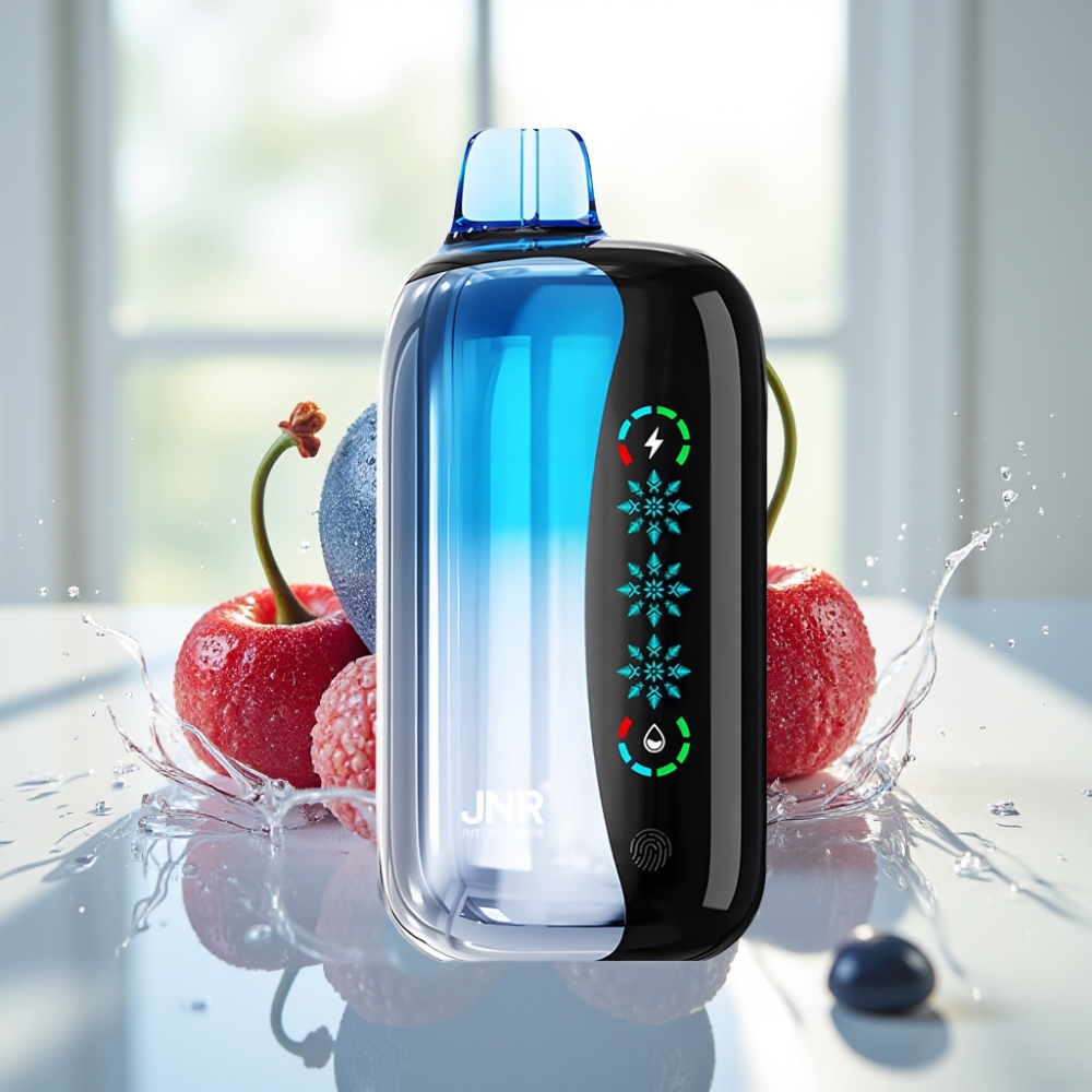 JNR Flex Ice 21000 Puffs Explosión Cereza Azul con Pantalla Táctil y Ajuste de Hielo