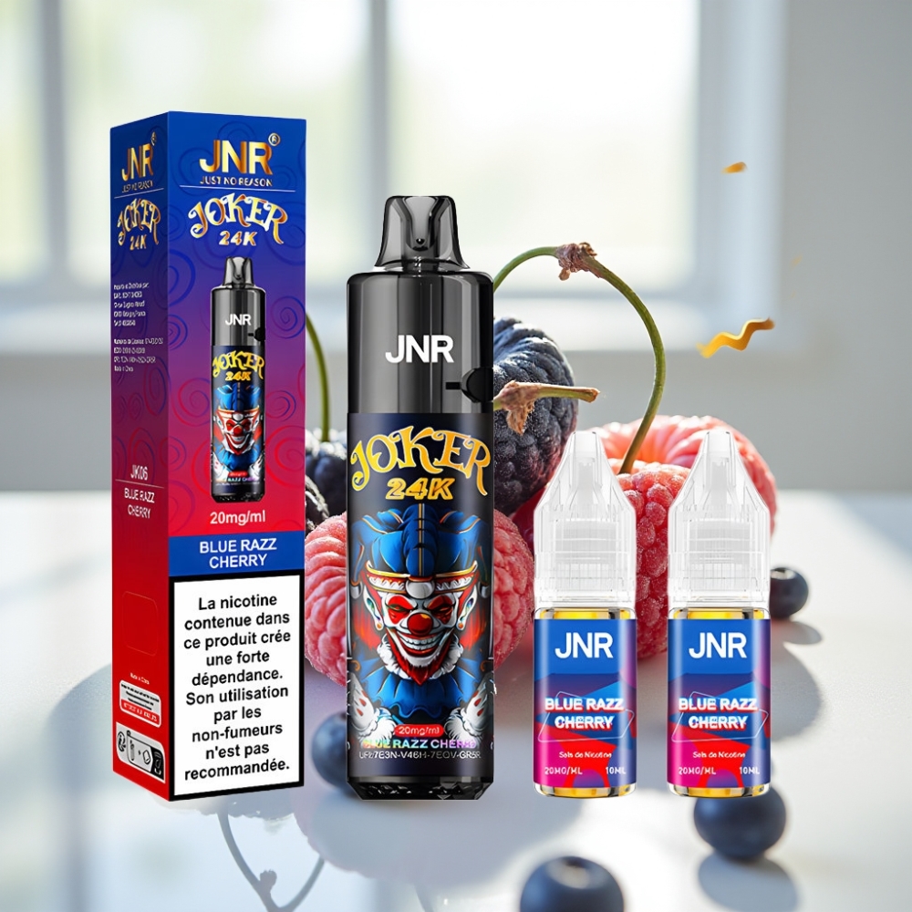 JNR Joker 24K Puffs Disposable Vape Arándano Azul Cereza 2+10ml Recargable 800mAh