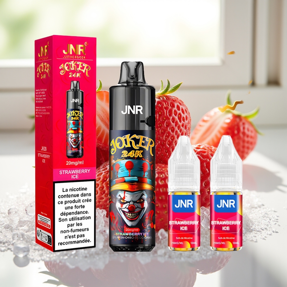 JNR Joker 24K Puffs Disposable Vape Fresa Hielo con 800mAh y Recargable Tipo-C