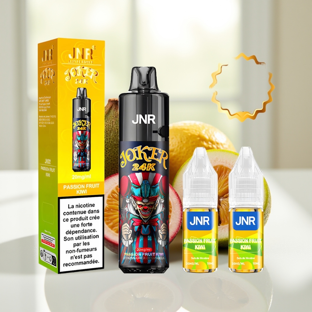 JNR Joker 24K Puffs Disposable Vape Maracuyá Kiwi 2+10ml Recargable 800mAh