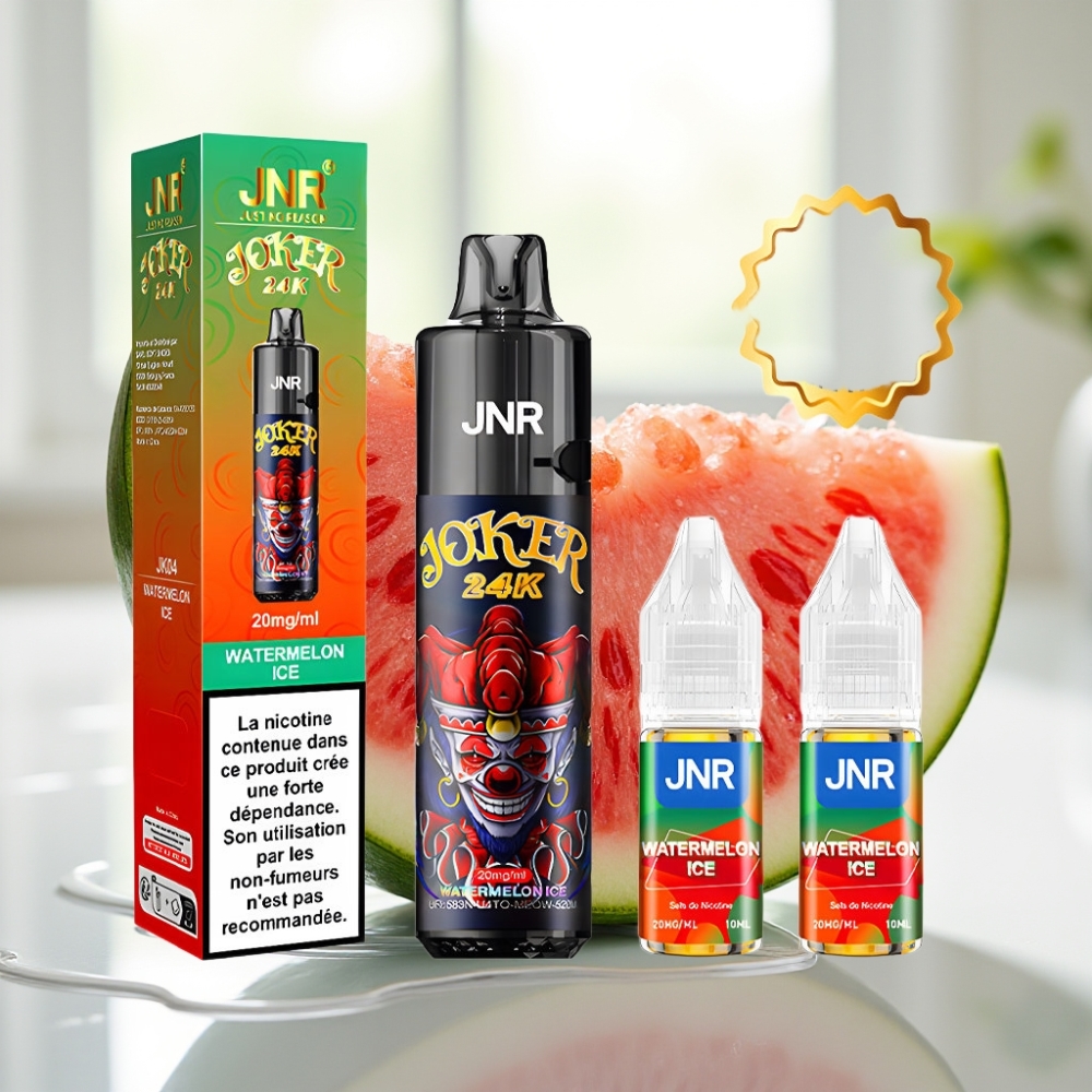 JNR Joker 24K Puffs Disposable Vape Sandía Helada con 800mAh y Recargable Tipo-C