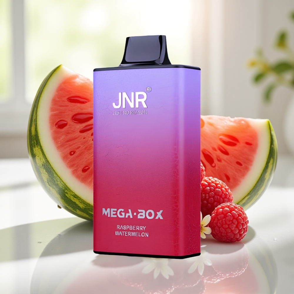 JNR Mega Box 25000 Puffs Disposable Vape Frambuesa Sandía 30ml Dual Mesh