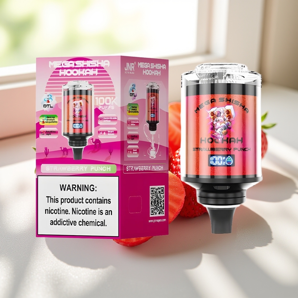 JNR Mega Shisha Hookah 100K 60ml Pantalla Inteligente Fresa Punch