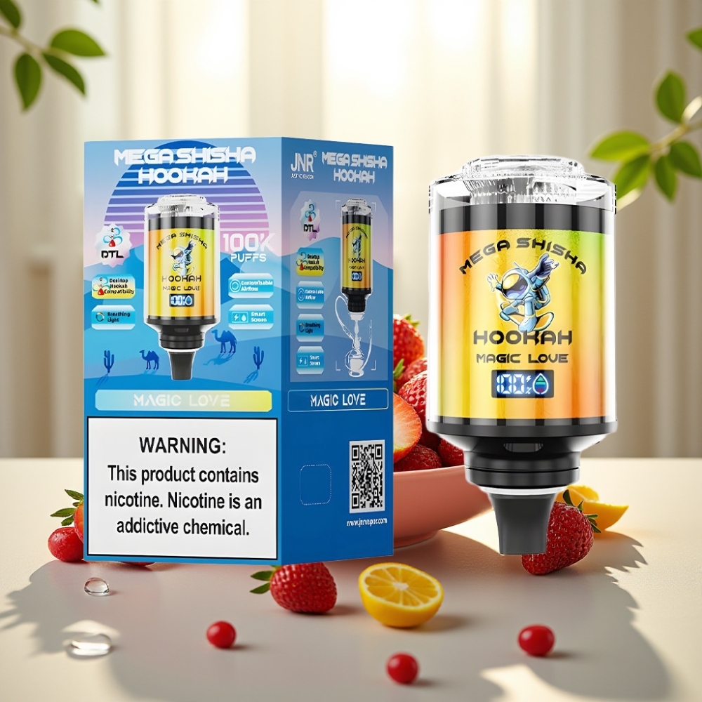 JNR Mega Shisha Hookah 100K Amor Mágico Pantalla Inteligiva Carga Rápida Tipo-C