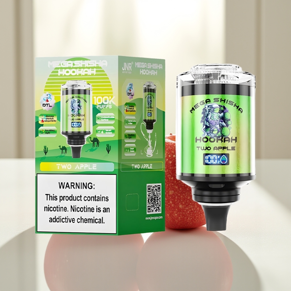 JNR Mega Shisha Hookah 100K Dos Manzanas Pantalla Inteligente 60ml