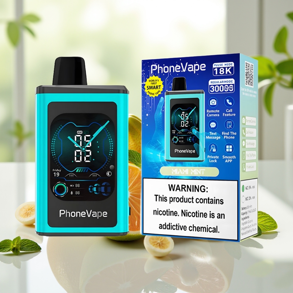 JNR PhoneVape 30000 caladas Vape Desechable Menta de Miami con Batería Recargable 850mAh y Modo Turbo