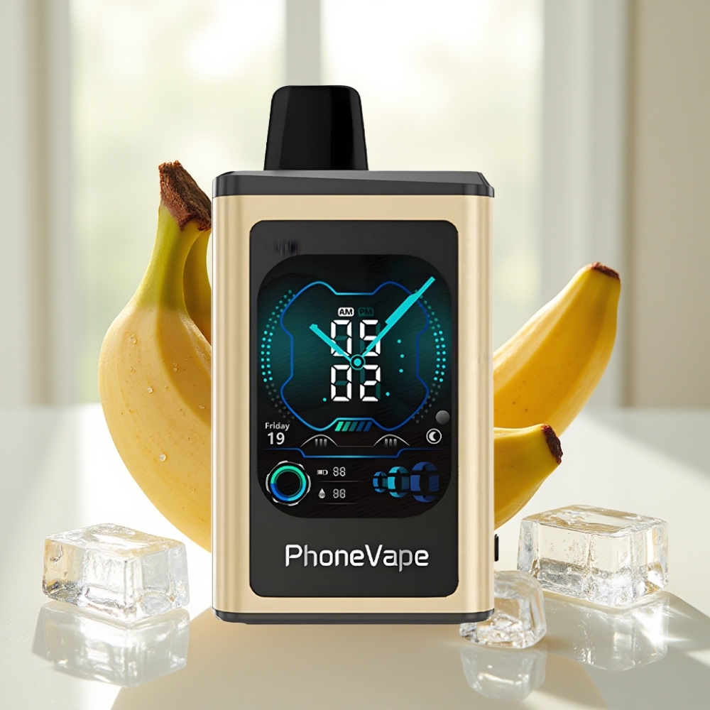 JNR PhoneVape 30000 puffs Disposable Vape Banana Ice con Pantalla Completa y Turbo Mode
