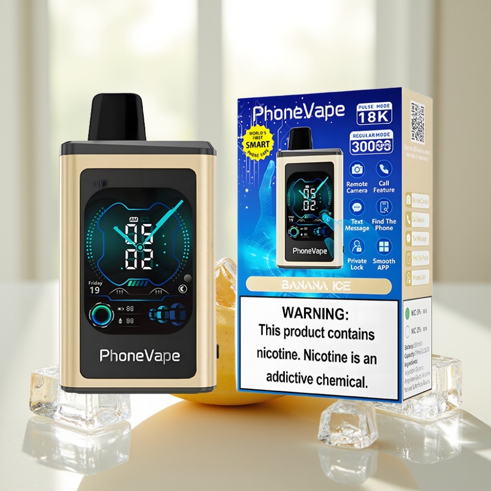 JNR PhoneVape 30000 puffs Disposable Vape Banana Ice con Pantalla Completa y Turbo Mode