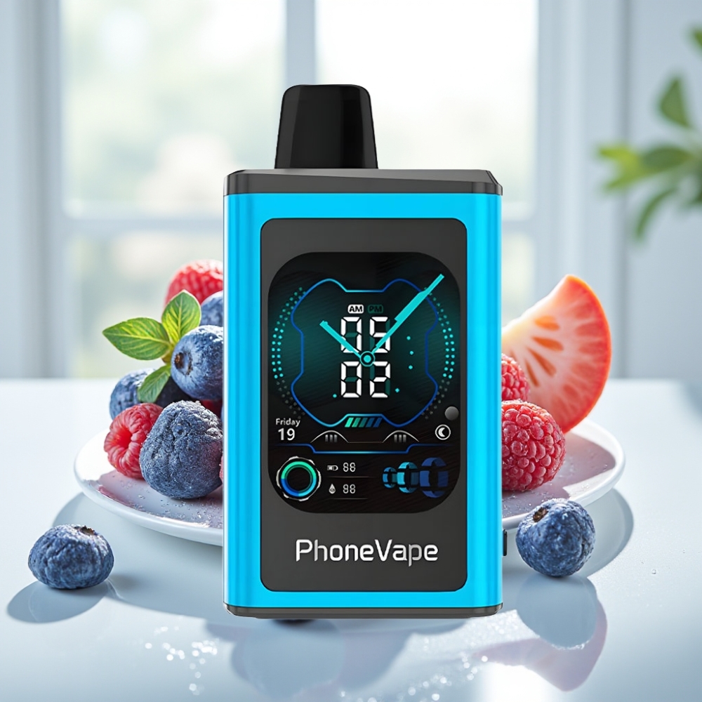 JNR PhoneVape 30000 puffs Disposable Vape Blue Razz Ice con Pantalla Completa y Batería Recargable 850mAh