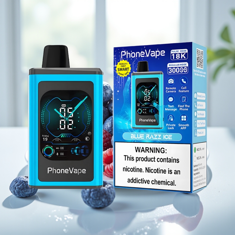 JNR PhoneVape 30000 puffs Disposable Vape Blue Razz Ice con Pantalla Completa y Batería Recargable 850mAh