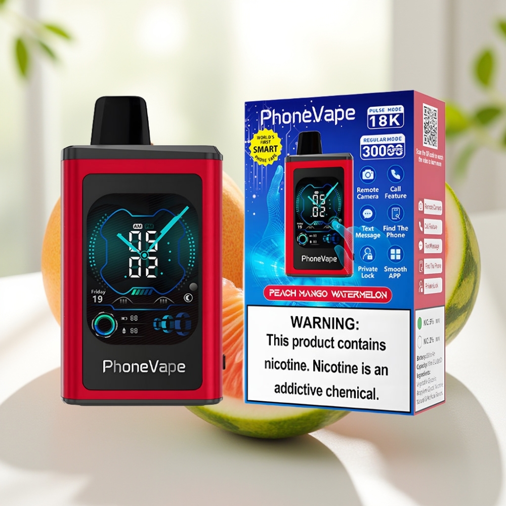 JNR PhoneVape 30000 puffs Disposable Vape Melocotón Mango Sandía con Pantalla Completa y Batería Recargable 850mAh