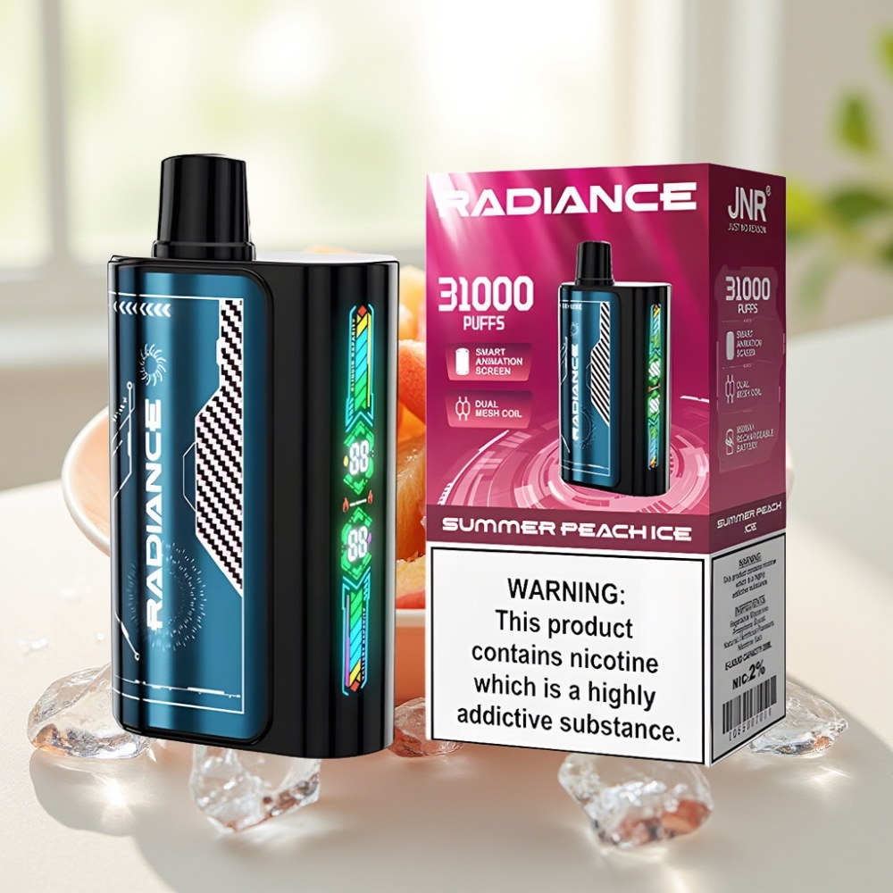 JNR Radiance 31000 Puffs Disposable Vape DUAL MESH COIL MELOCOTÓN VERANO HIELO