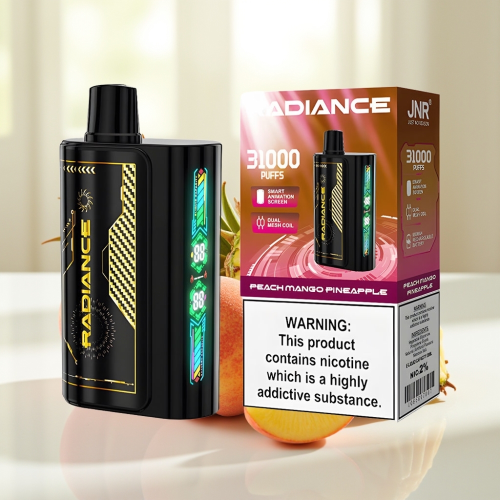 JNR Radiance 31000 Puffs Dual Mesh Coil Disposable Vape DURAZNO MANGO PIÑA
