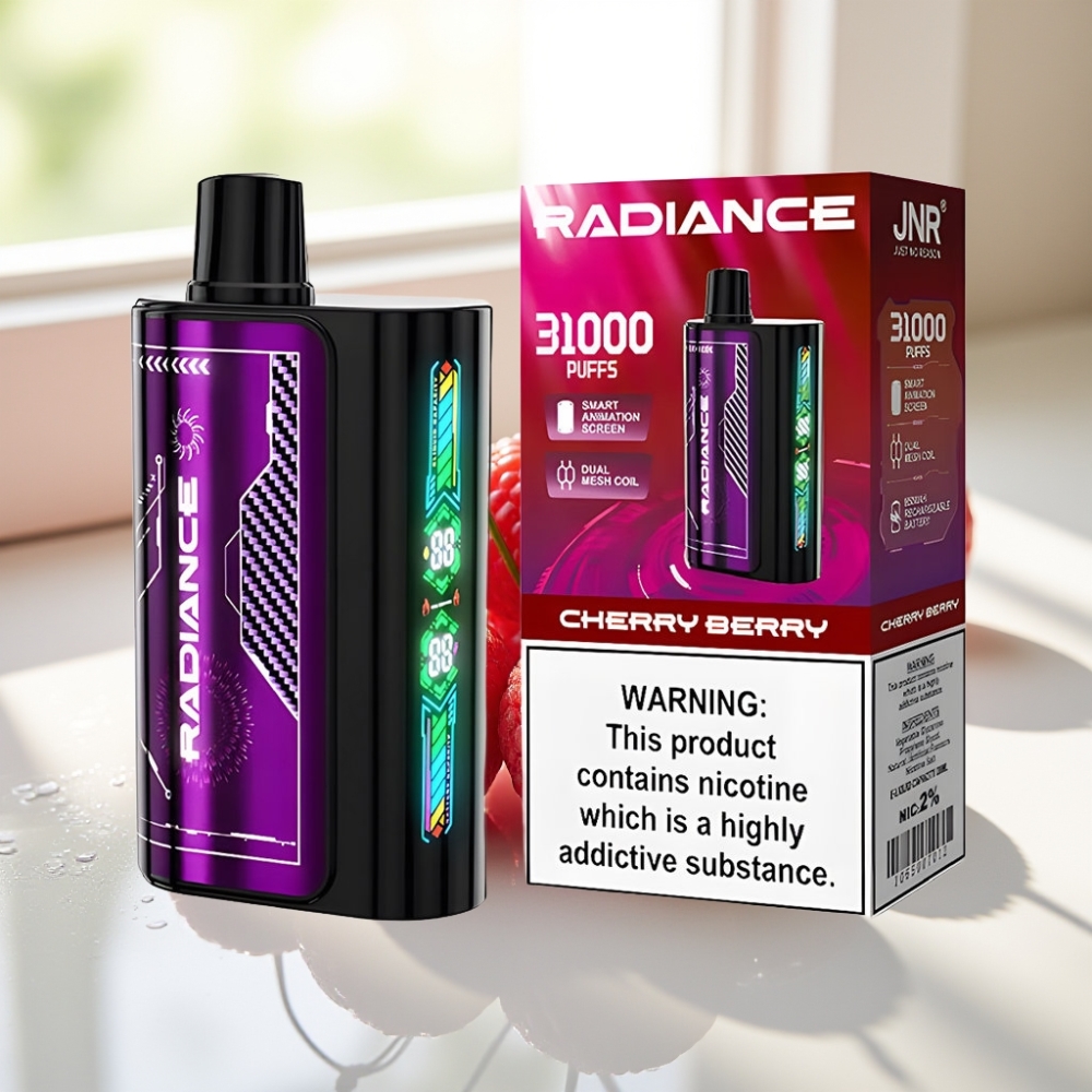 JNR Radiance Cereza y Baya Pantalla Animación Inteligente 31000 Puffs