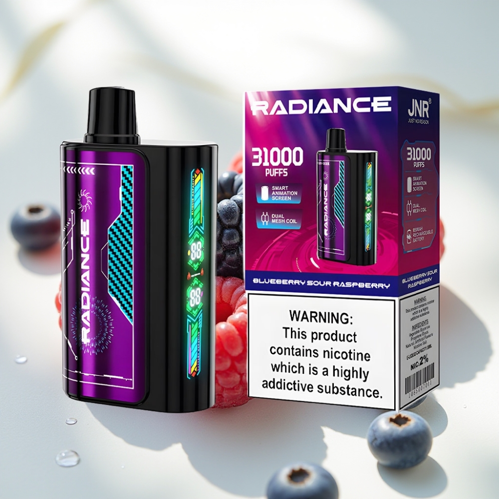 JNR Radiance Disposable Vape 31000 Puffs Dual Mesh Coil ARÁNDANO AGRIO FRAMBUESA