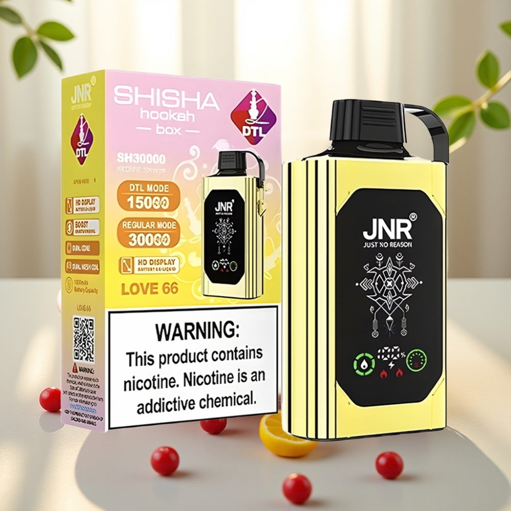 JNR Shisha Hookah Box 20500 Puffs Amor 66 HD Display Dual Mesh Coil Tipo-C