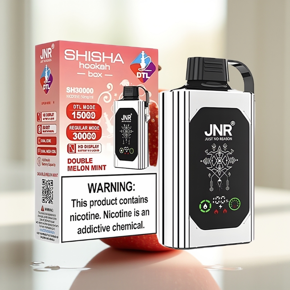 JNR Shisha Hookah Box 20500 Puffs Disposable Vape Manzana Doble con HD Display y Dual Mesh Coil