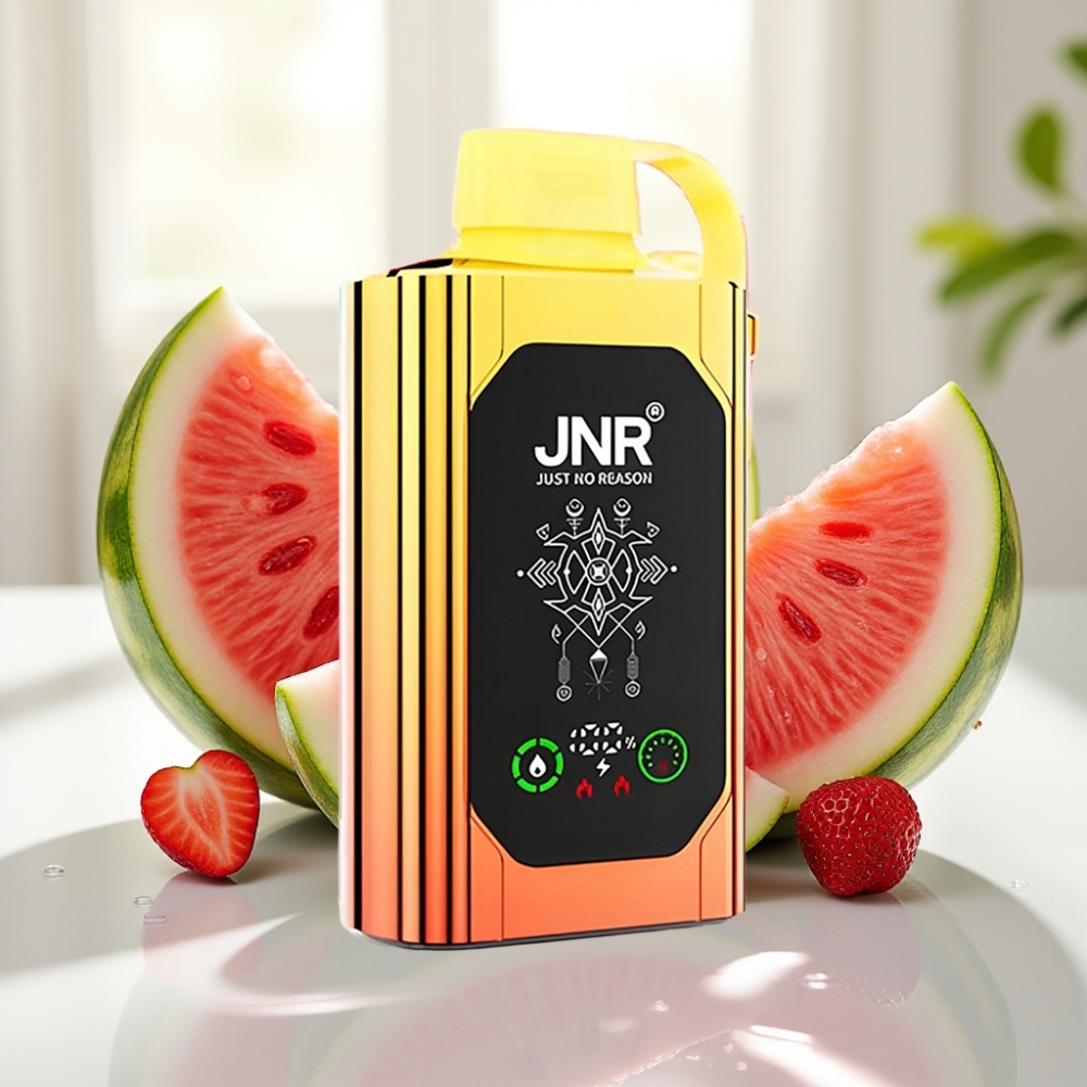 JNR Shisha Hookah Box 20500 Puffs Disposable Vape Sandía Fresa Chicle Pantalla HD Dual Mesh Coil