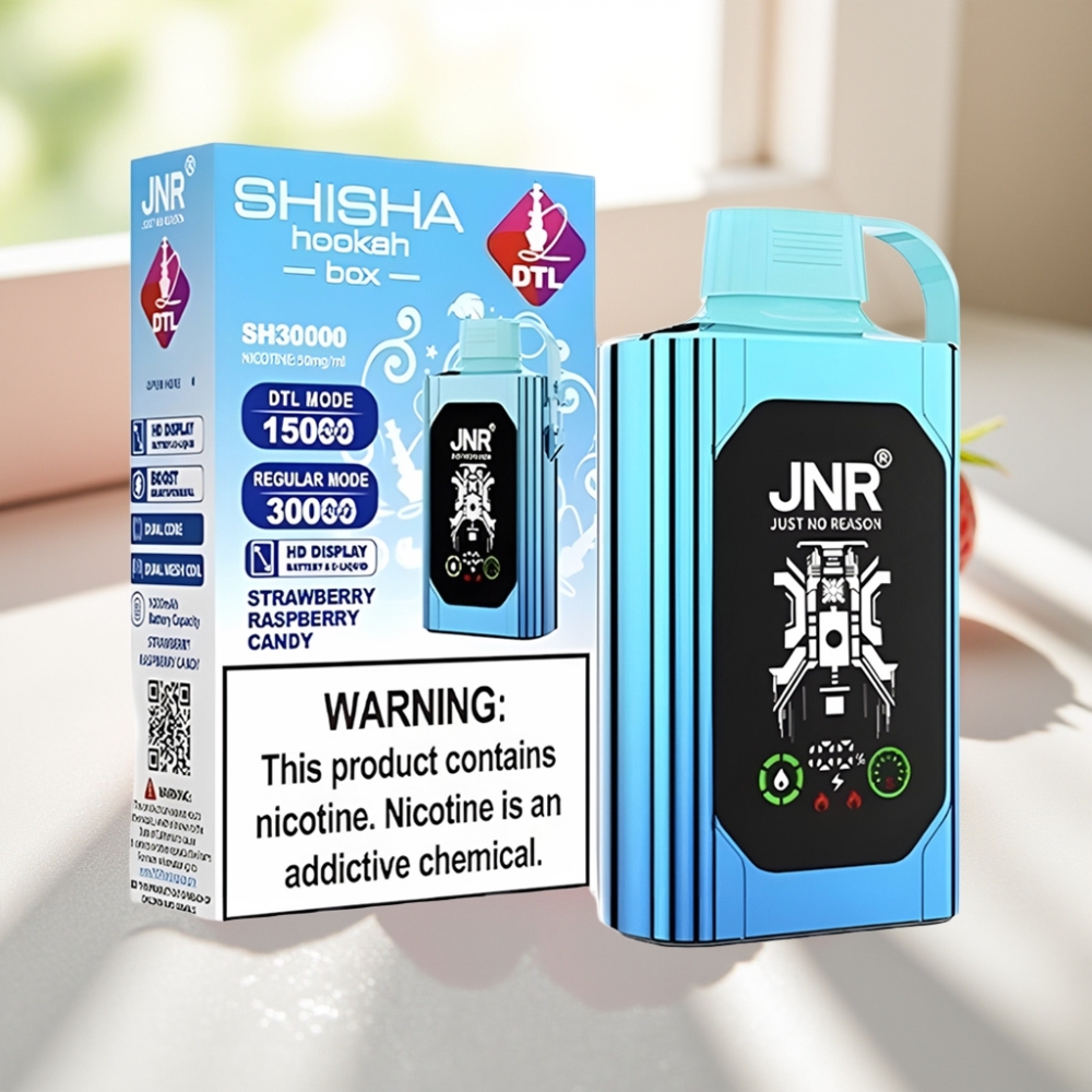 JNR Shisha Hookah Box 20500 Puffs Dispositivo Vape Fresa Frambuesa Caramelo HD Display 25ml