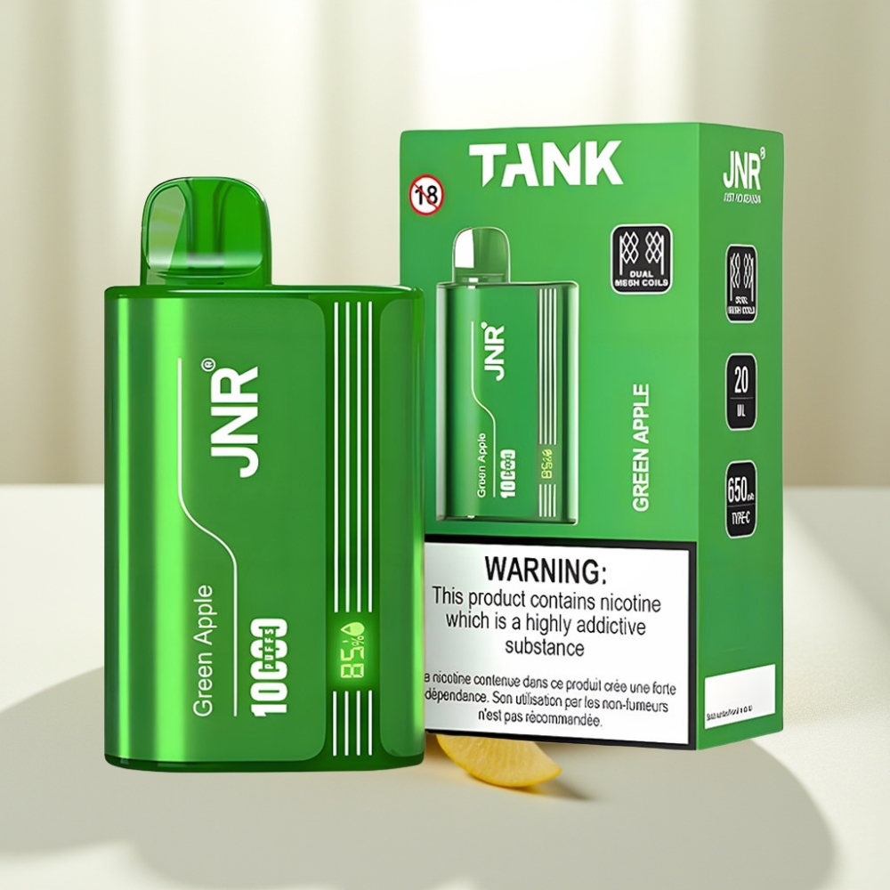 JNR Tank 10000 Puffs Manzana Verde Melocotón Pera con Pantalla Digital y Carga Rápida Type-C