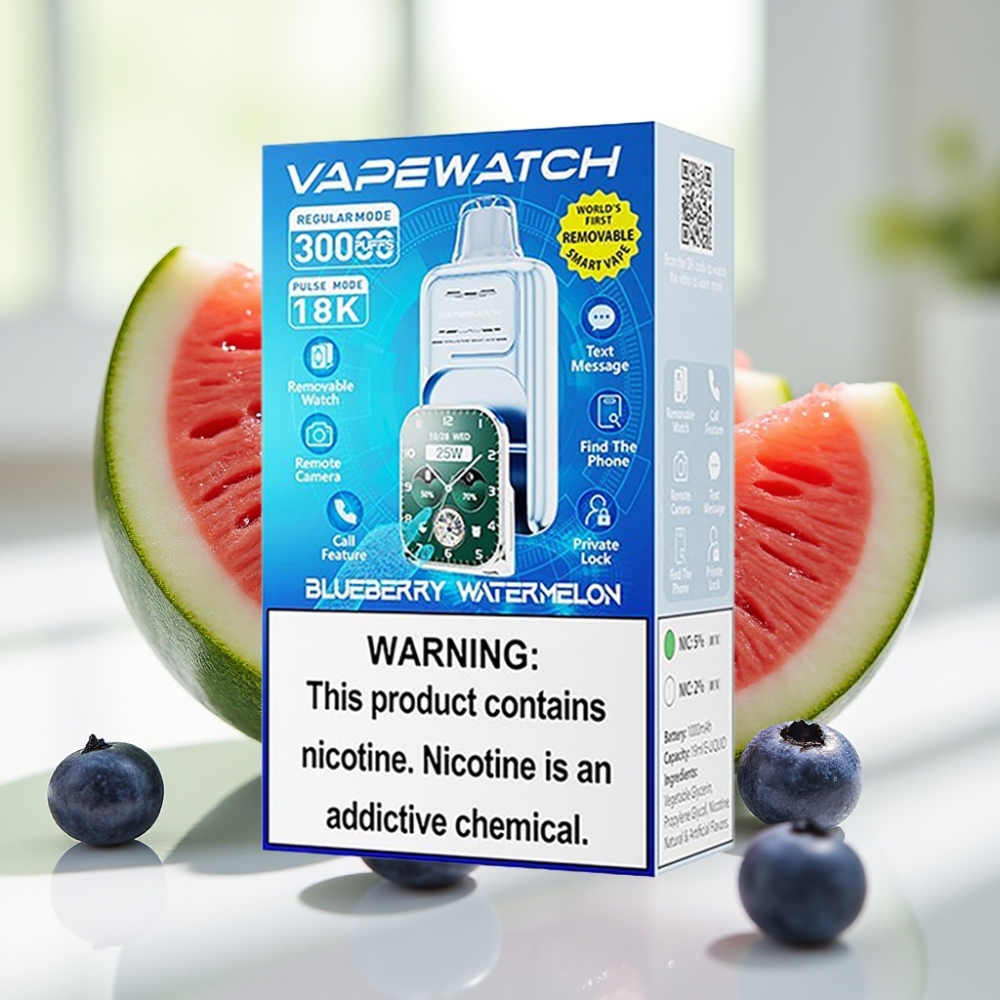 JNR VapeWatch 30000 Puffs Disposable Vape Arándano Sandía 19mL Dual Mesh Coil