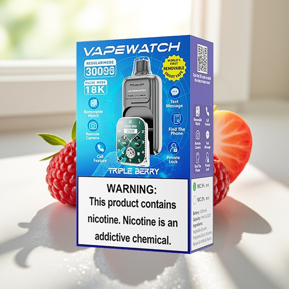 JNR VapeWatch 30000 Puffs Triple Bayas Batería 1000mAh Carga Rápida Type-C