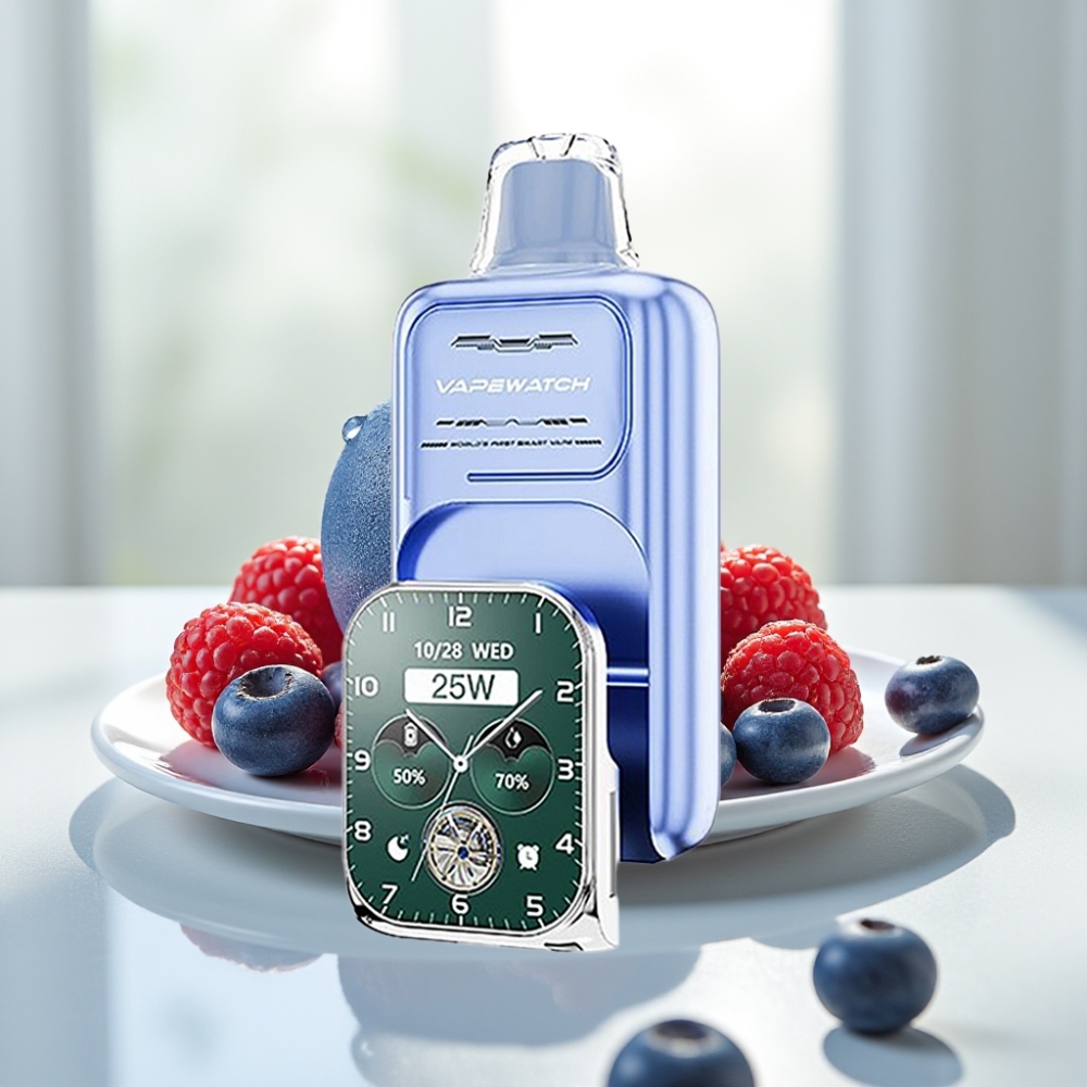 JNR VapeWatch Dual Mesh Coil 19mL Azul Frambuesa Hielo 30000 Puffs