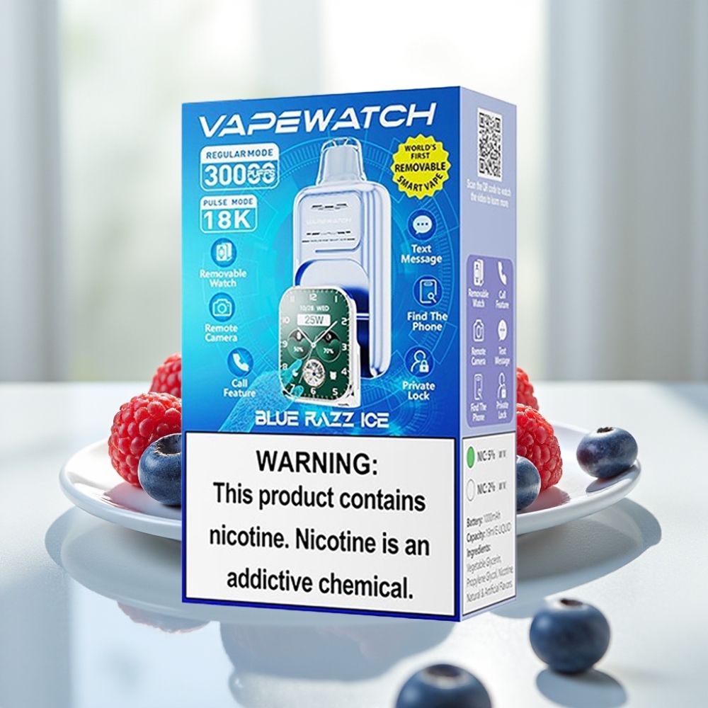 JNR VapeWatch Dual Mesh Coil 19mL Azul Frambuesa Hielo 30000 Puffs