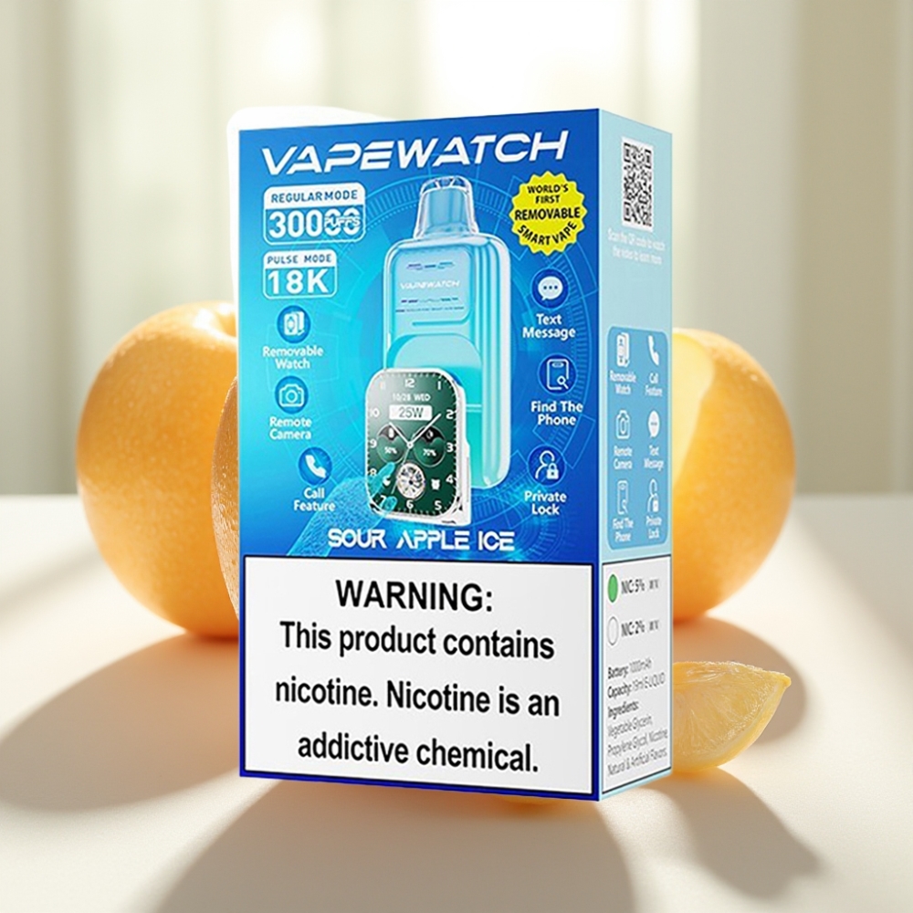 JNR VapeWatch Manzana Ácida Helada 30000 Puffs Dual Mesh Coil 19mL