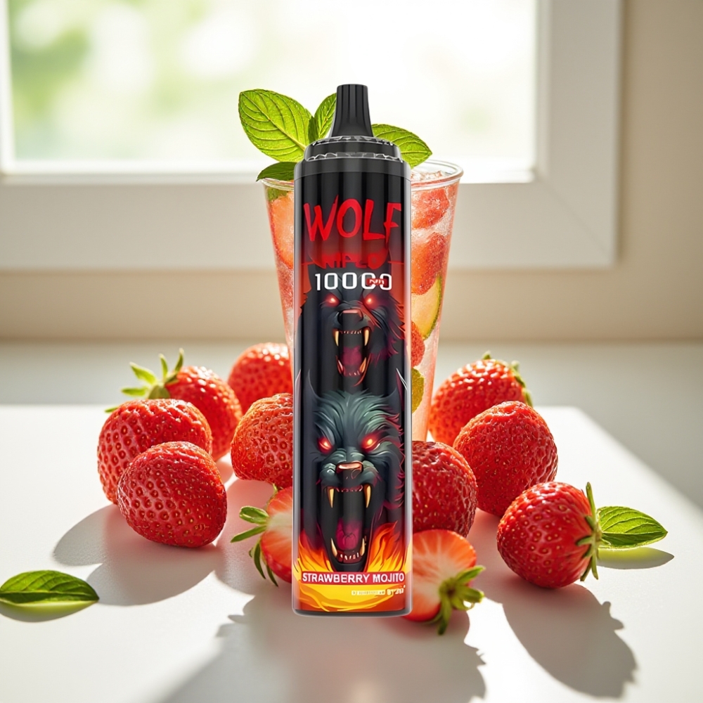 JNR Wolf Niplo 10000 Puffs Fresa Mojito con Batería 650mAh y Tipo-C