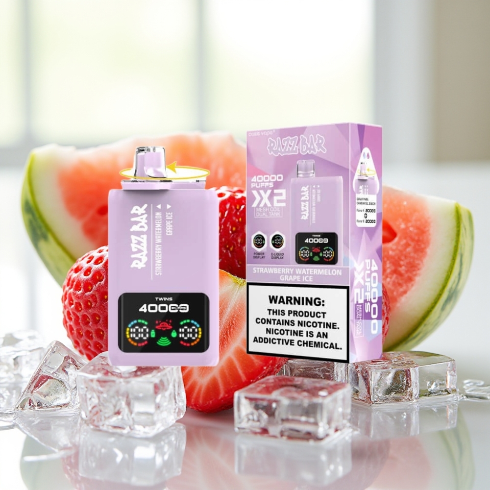 Razz Bar 40000 Puffs Display FRESA SANDÍA & UVA HIELO Tipo-C 650mAh